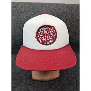 Santa Cruz Trucker Hat Red, White, Black Embroidered Snap Back Mesh Pre-owned